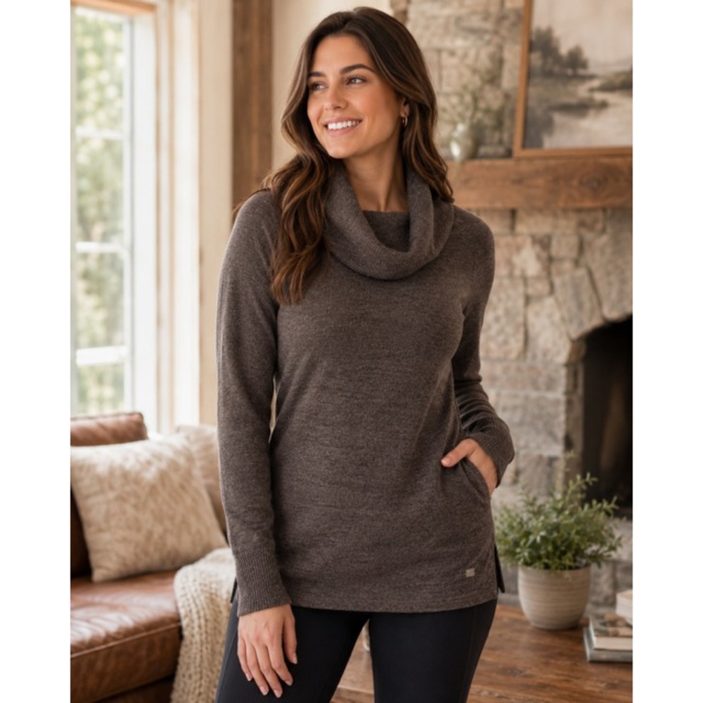 Smartwool Cowl Neck Tunic Sweater Womens Brown XS
